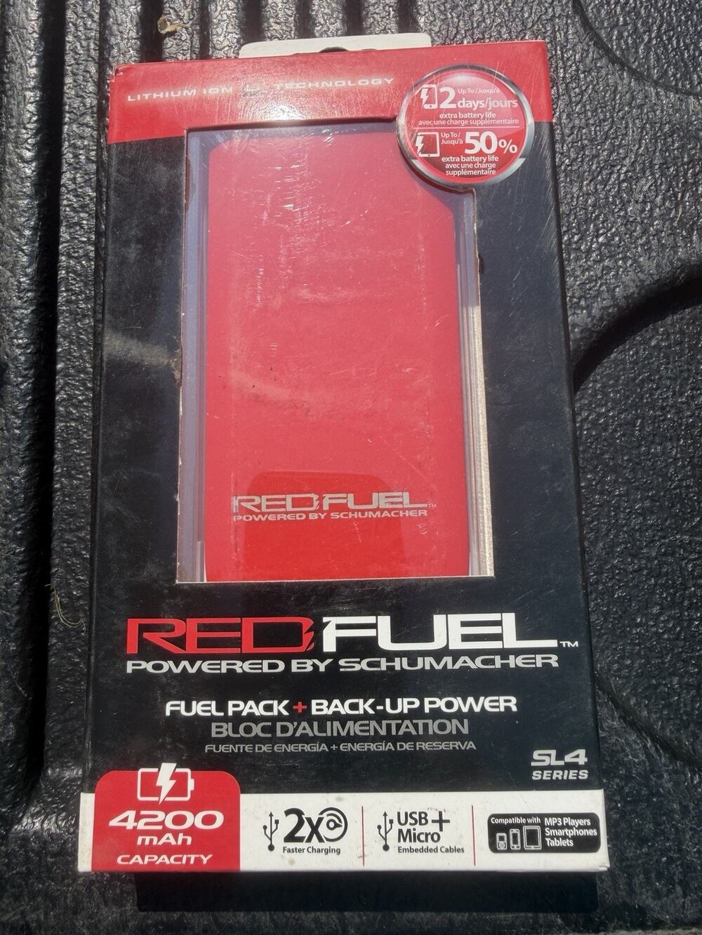 Schumacher Red Fuel 4200mah Lithium Ion Fuel Pack Dual 1A & 2A USB Ports Blue